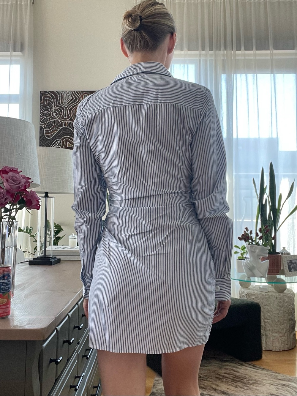 Jaquemus-Inspired Striped Blue Shirt Dress S / 4 - Picture 3 of 4